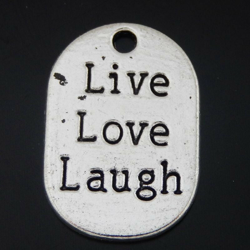 10 pcs Retro Sliver Word Engraved Charm Alloy Hanging Tag Oval Pendant 26*18*1mm
