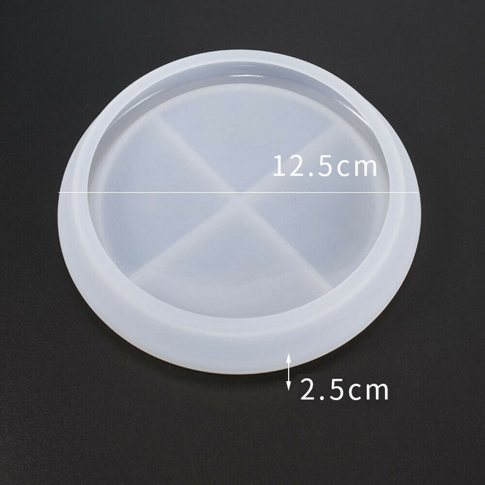DIY Crystal Epoxy Mold Round Saucer Coaster Plate Silicone Mould Casting Supply