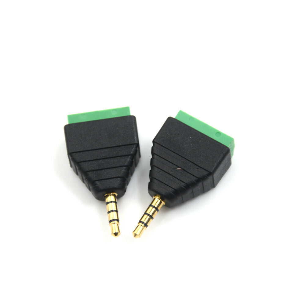 Video AV 3.5mm 4 Pin Male to AV Screw Terminal Stereo Jack Block Plug Connec WF