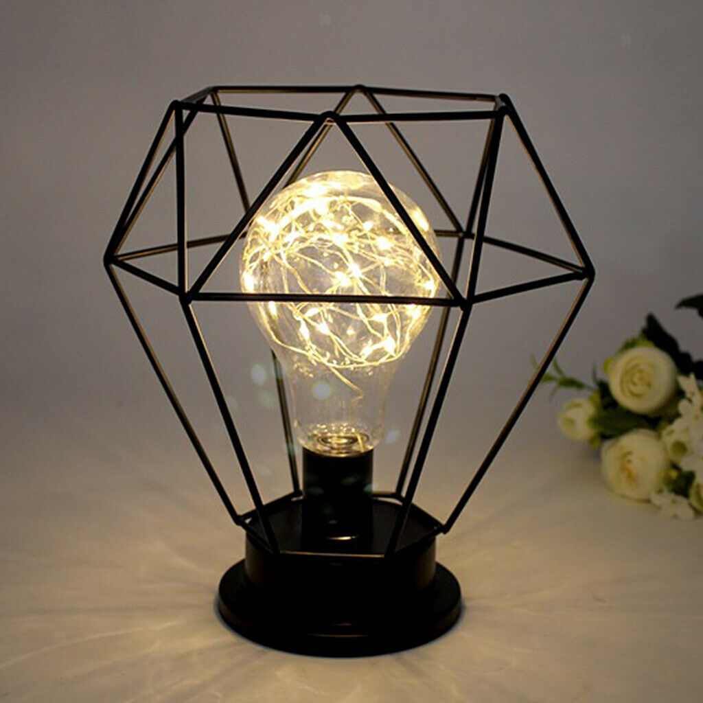Iron Wire Wrought Night Light Powered By Battery For Home Decoration Diamonds