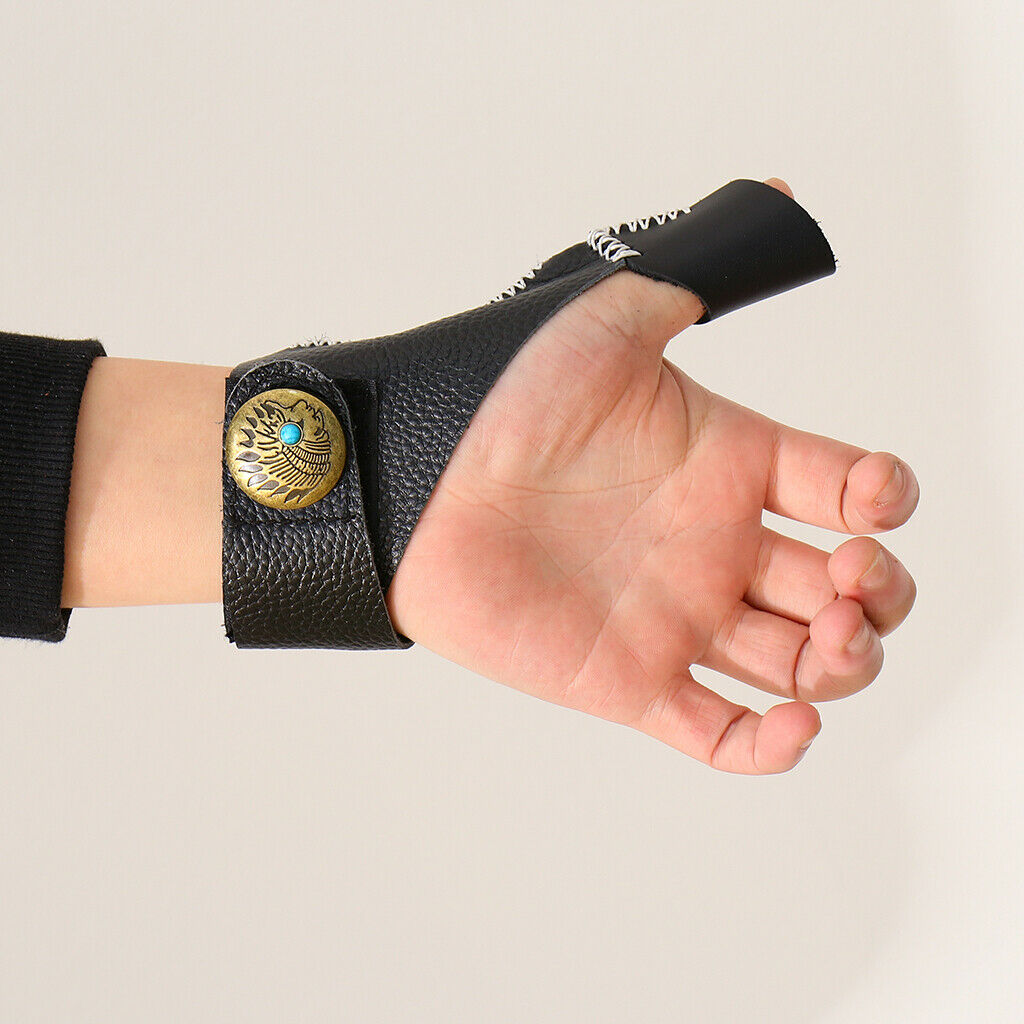 Archery Gloves Bow Protective Thumb Finger Protector Tab Adjustable 14x12.5cm