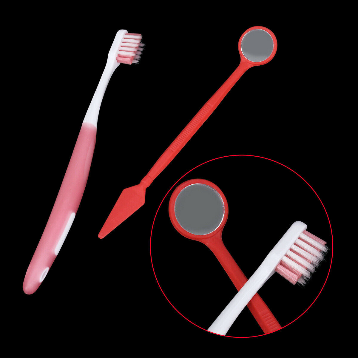 10X Dental Ortho Toothbrush Interdental Brush Floss Mirror Wax Traction RED Kit