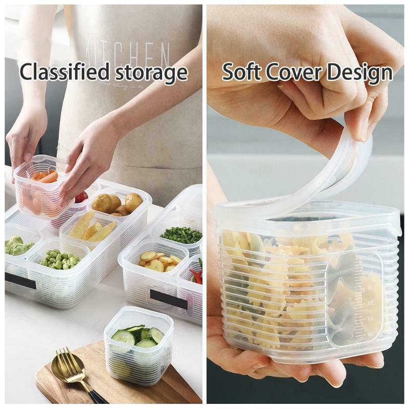 Clear Fridge Food Storage Box Kitchen Fresh Produce Plastic Organizer with Lids