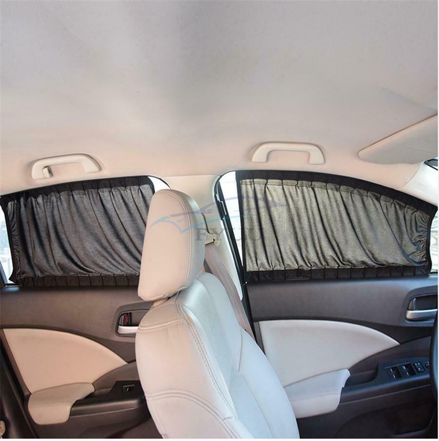 50cm×47cm Black Shrinkable Auto Rear Windshield Sun Side Window Curtains Set