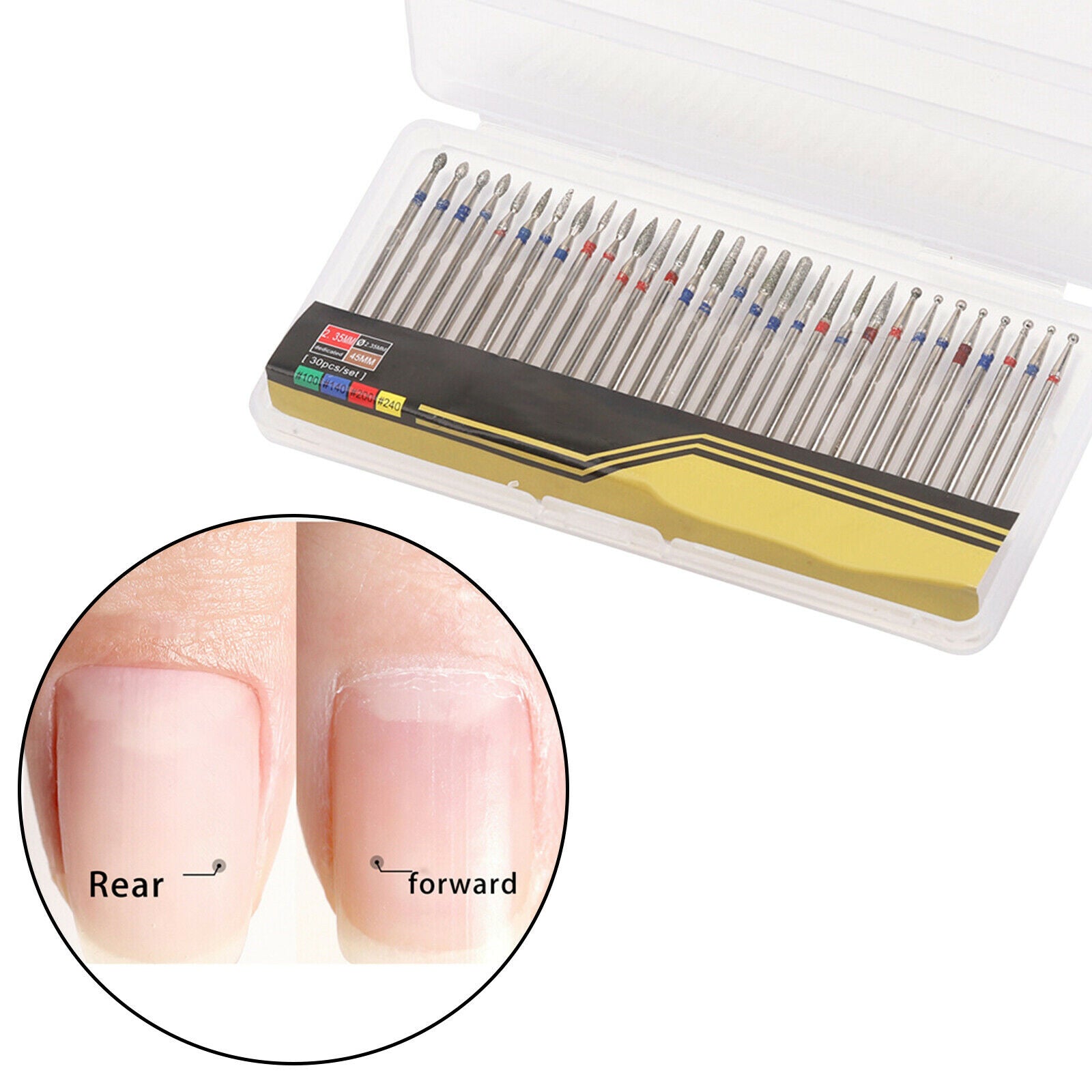 30x Nail Drill Bits for Remove Polishing Cuticles Manicure Pedicure Tools
