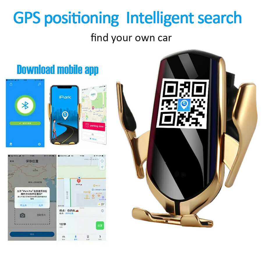 Qi Wireless Charger Automatic Clamping phone Holder Car APP Positioning Finder