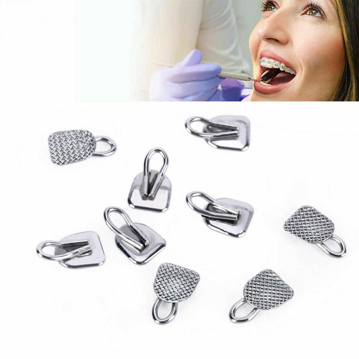 20 Packs Dental Orthodontic Traction Hook w/ Lingual Buttons Rectangular AZDENT