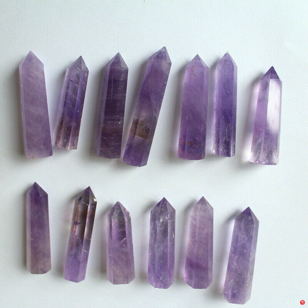 Natural Amethyst Fluorite Quartz Crystal Point Purple Healing Wand 40-50cm