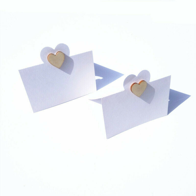 50 Pieces Wooden Love Heart Table Name Place Cards Wedding Party Decor Favor