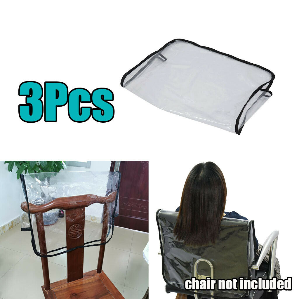 3Pcs Barber Beauty Salon Clear Chair Back Cover Plastic Waterproof Cover