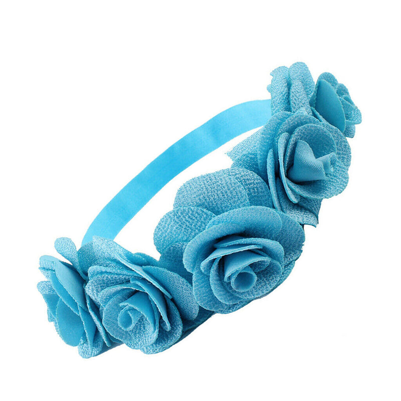 Baby Flower Headband Kids Flower Hair For Girls Hairband Headwear E-blue