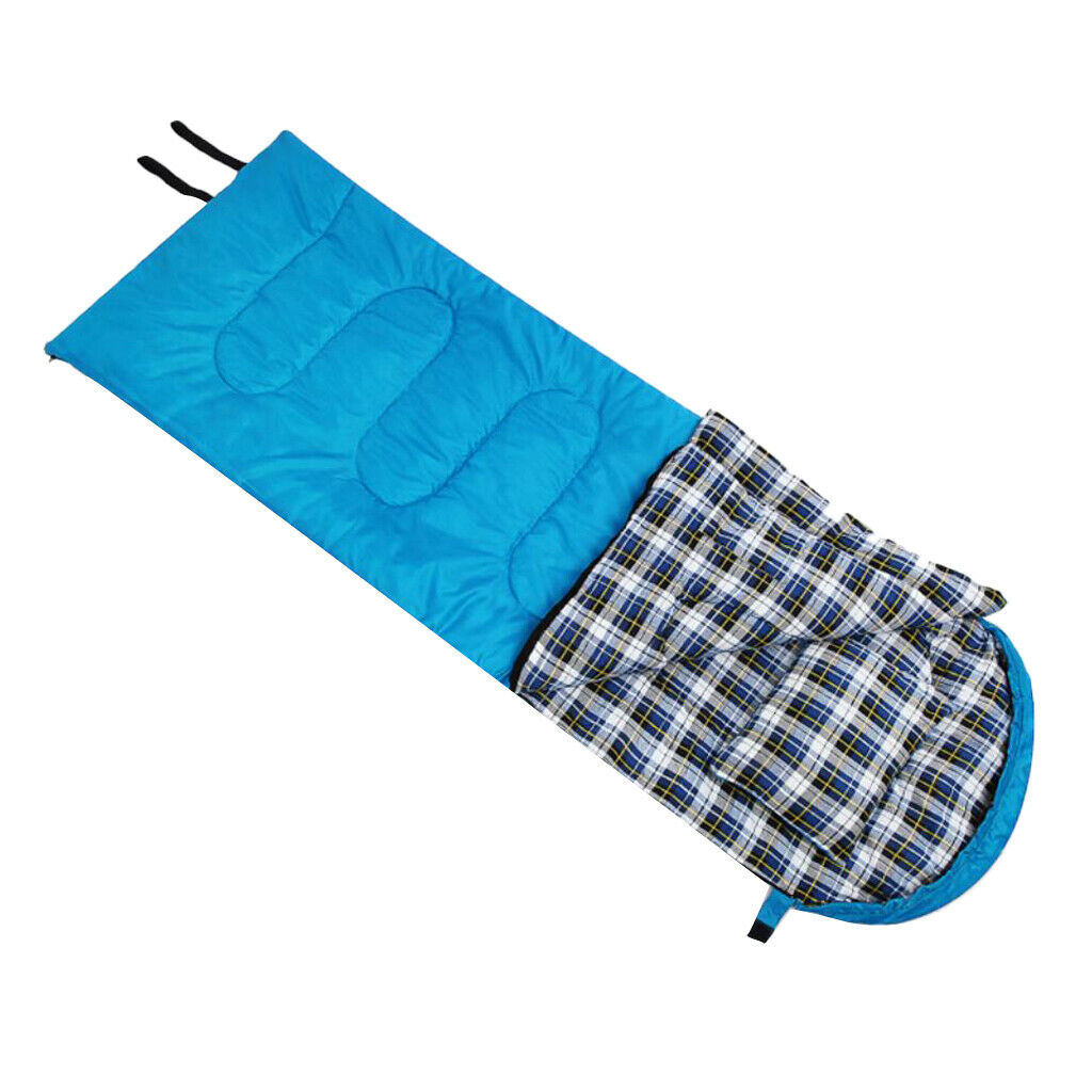 Camping Splicing Envelope Sleeping Bag with Pillow and Compression Sack Blue