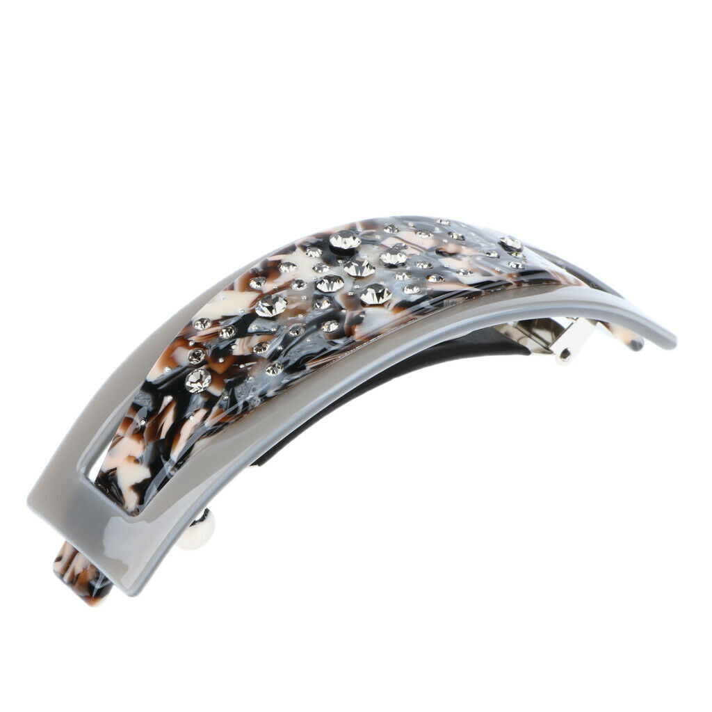2Pcs Big French Acetate Hairclip Automatic Barrette Women Thick Hair Hairpin
