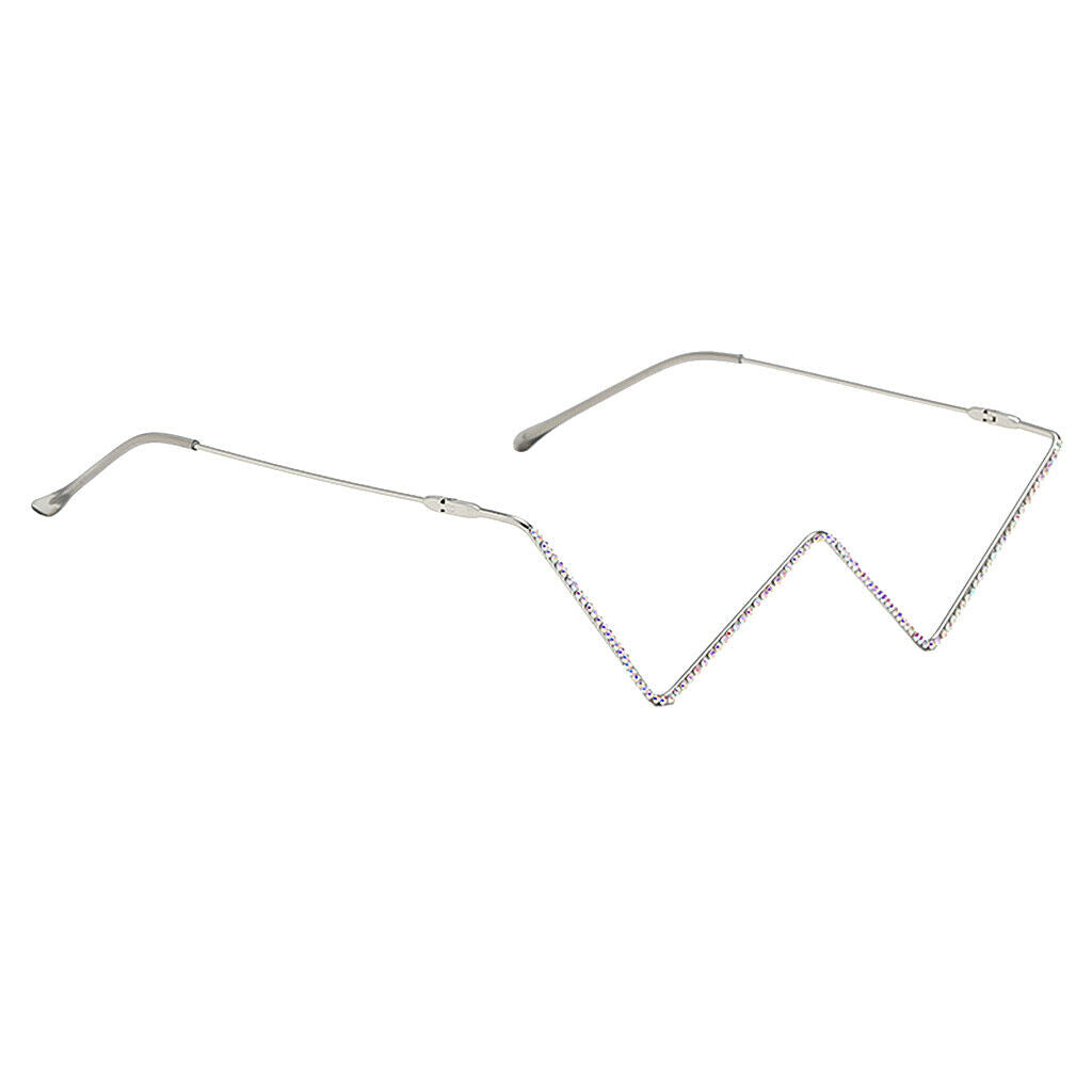 2PCS Eye Glasses Decorative Small Metal Frame Sunglasses Lensless Designer