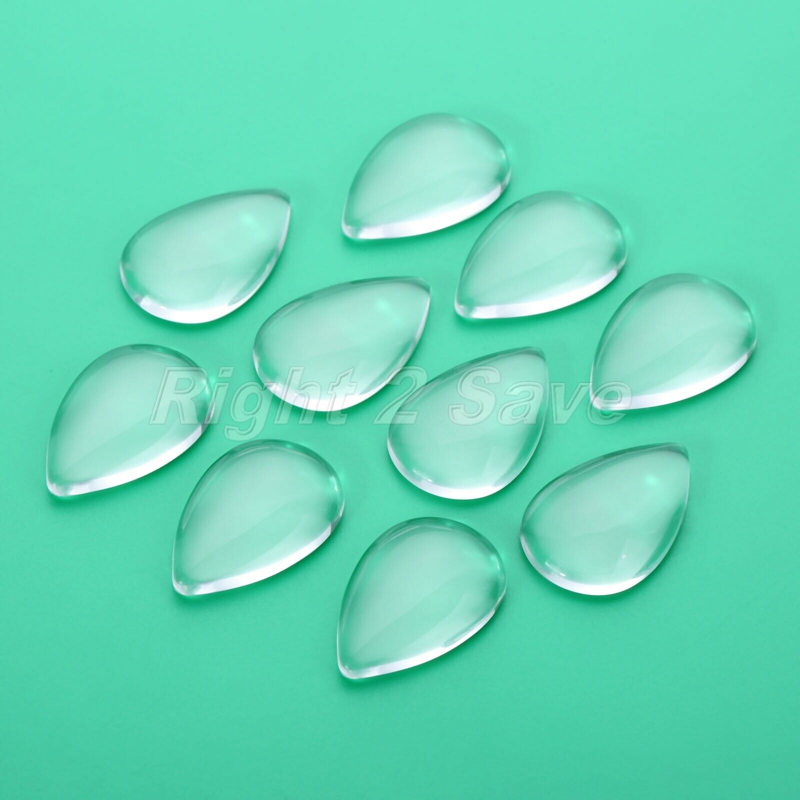 10pcs Teardrop Clear Glass Flat Back Cabochon Pendants Craft Magnify Base Cover