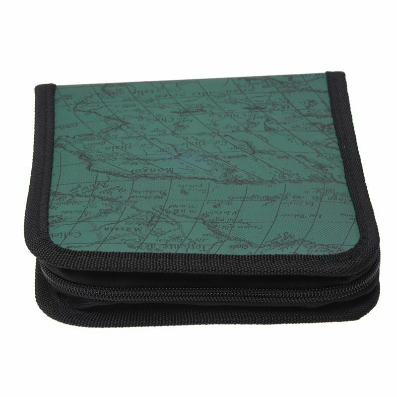 40 Disc Fashion Map CD DVD Storage Holder Sleeve Case Box Wallet Bag Album ZipL3