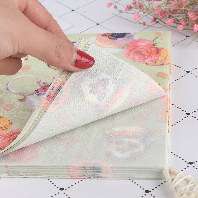 20pcs Flower and Bird Decoupage Napkin Paper Tissue for Xmas Wedding Dec_DD