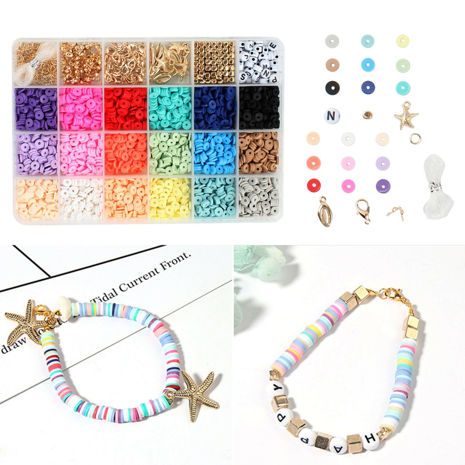 1Box 6mm Round Polymer Clay Beads DIY Bracelets Jewelry Making Finding