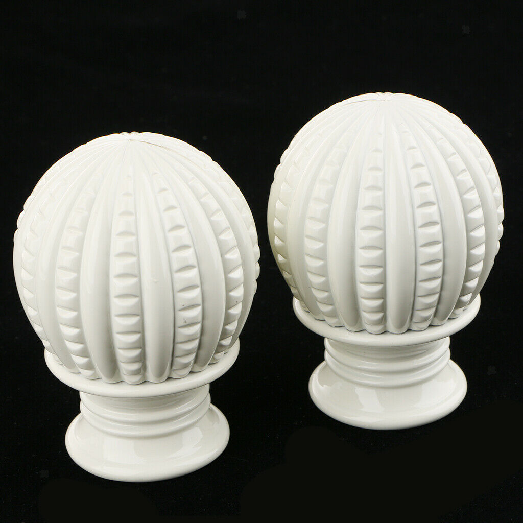 1 Pair Retro Curtain Decorative Pole Rod Finials Ends Heads 28mm White B