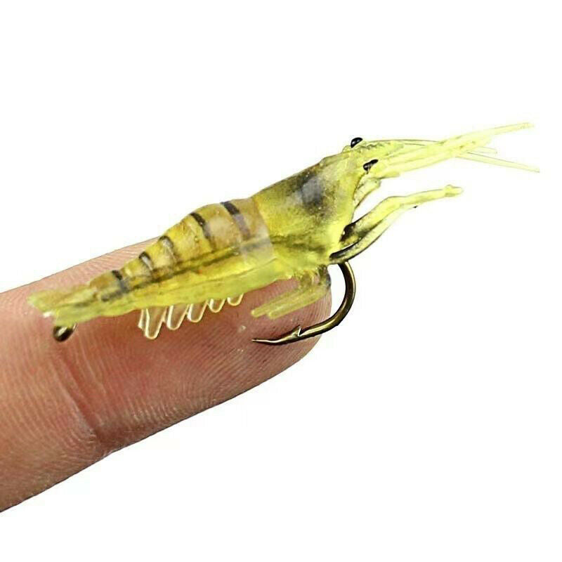 10Pcs Lures Bait Shrimp Lures Fishing Simulation Luminous Prawn Saltwater Hooks