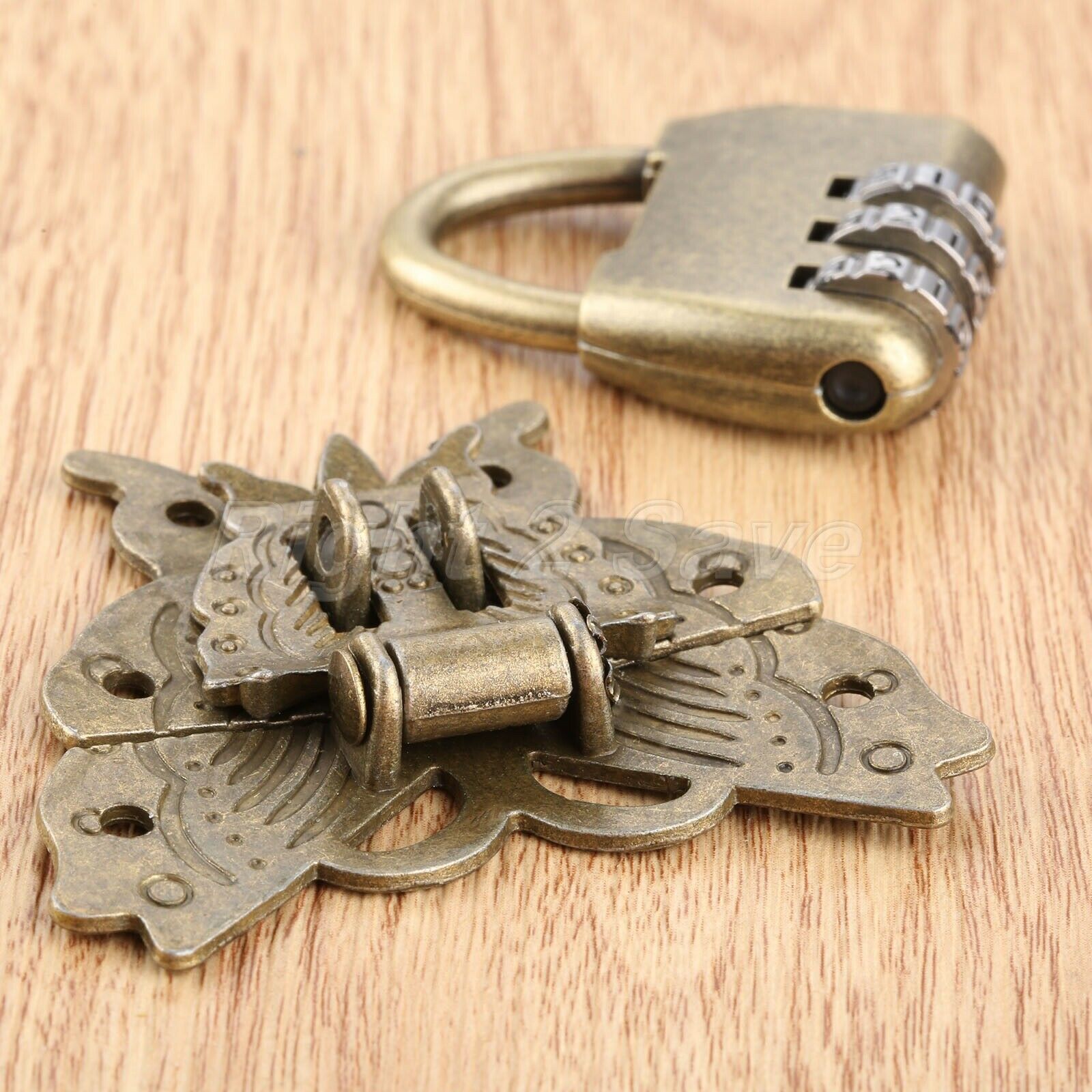 Zinc Alloy Password Padlock Lock Key with Butterfly Jewelry Box Latch Clasp Set