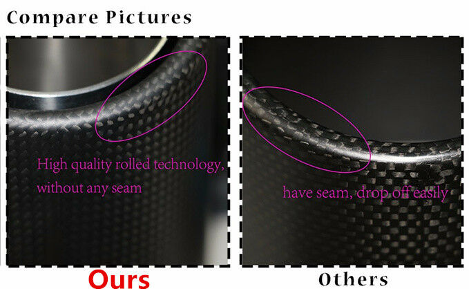 Universal Steel Real Carbon Fiber Auto Car Muffler Exhaust Tip 63MM IN-89MM OUT