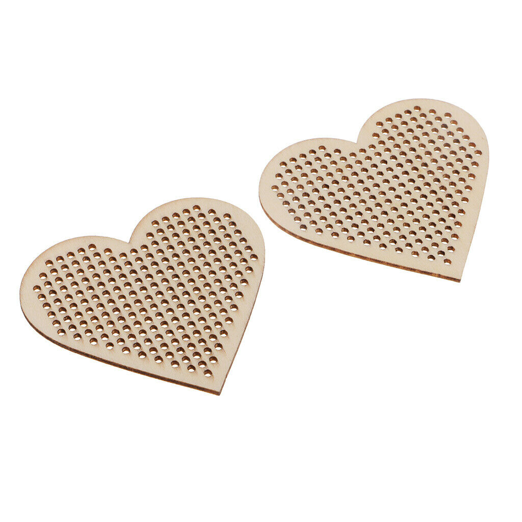 40pcs Heart Oval Shape Blank Pendant for Cross Stitch Kit, Wooden Pendant