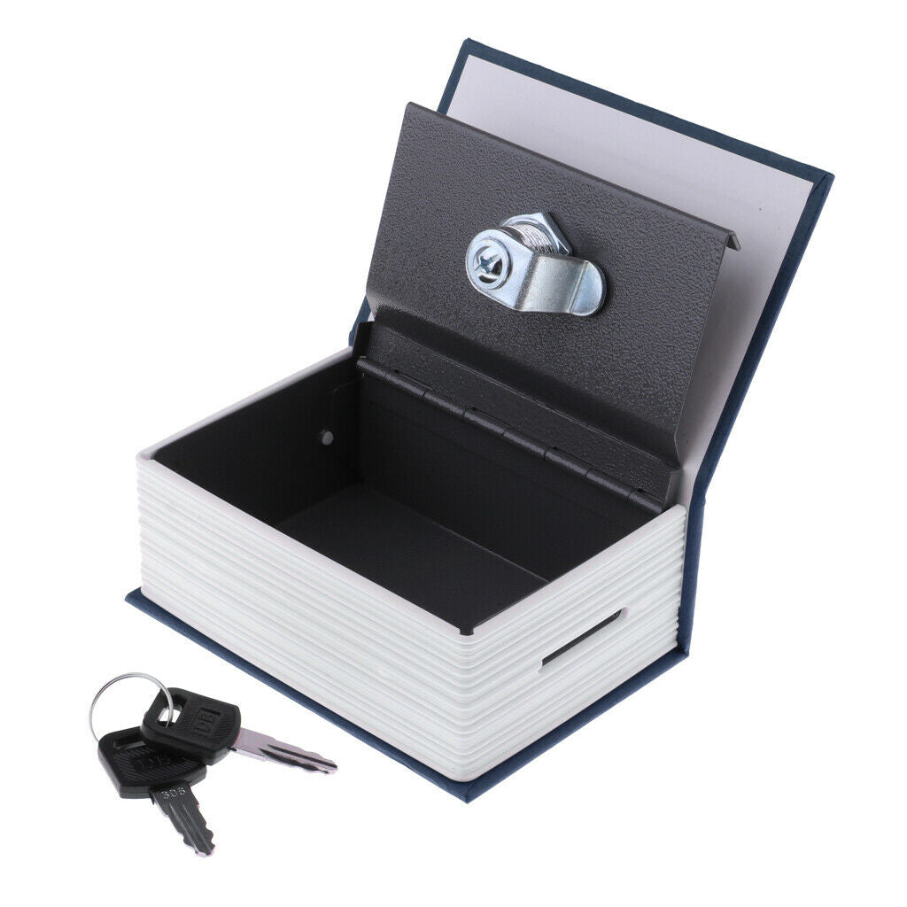 Small Hidden Dictionary Book Security Money Jewelry with Key Saving Pot Blue