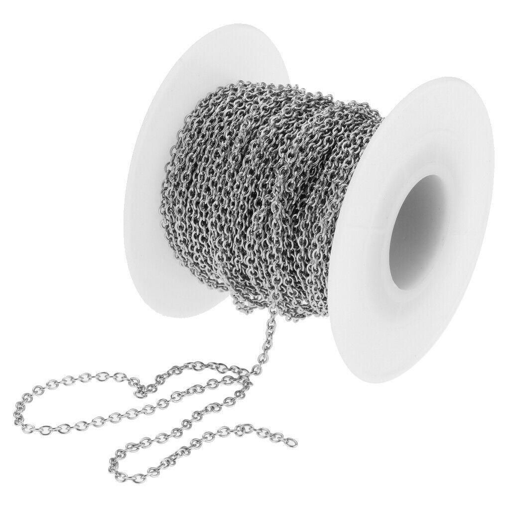 2 Roll Stainless Steel Cable Chain for Men Women Jewelry Pendants Bracelet