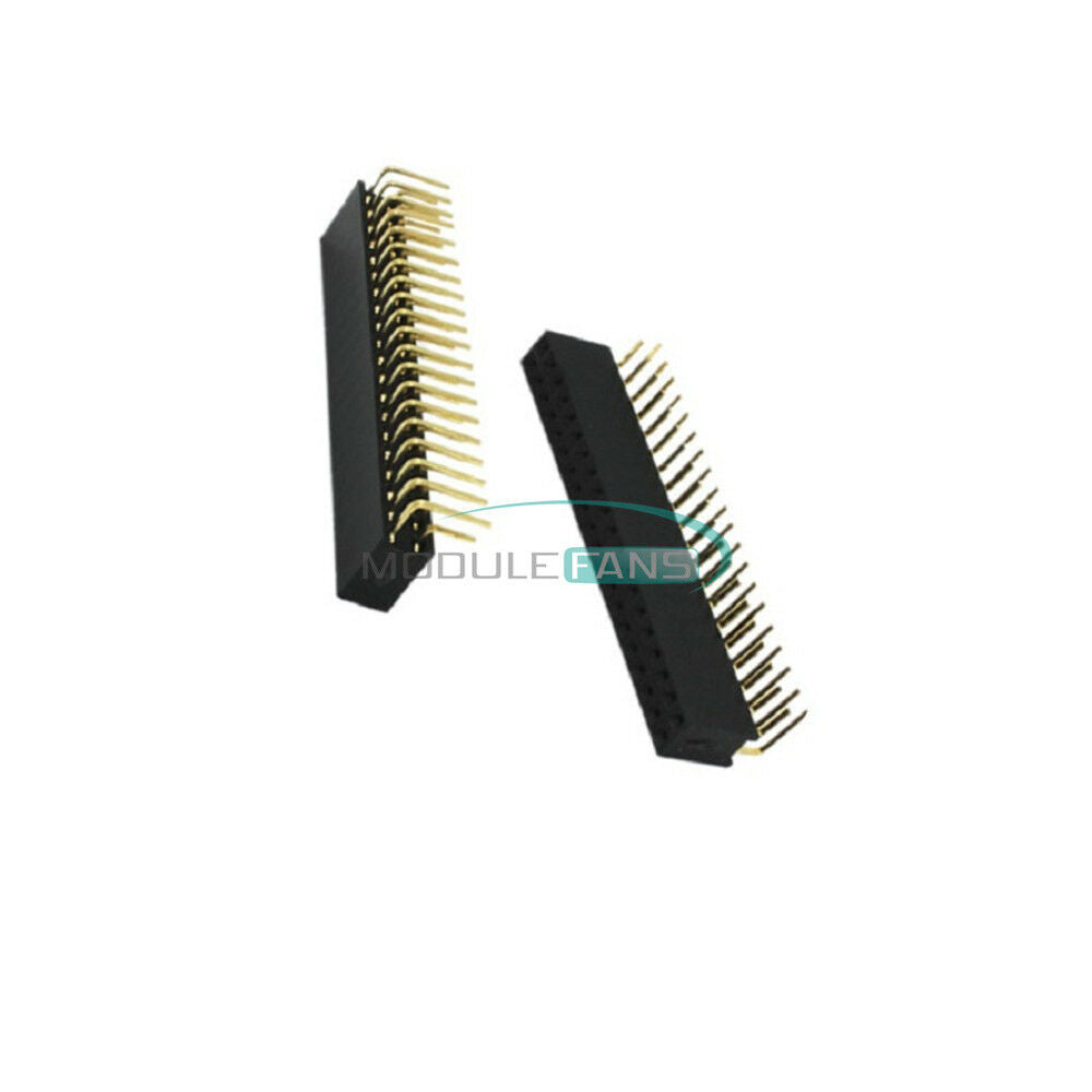 10PCS 2X20 40Pin Double Row 2.54mm Female Right Angle Header Socket Pin Strip