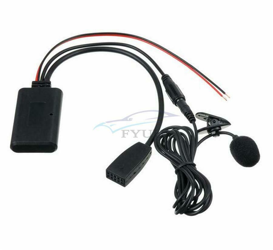 Car 10-pin Bluetooth 5.0 Audio Cable Auxiliary Adapter + Microphone For BMW E46