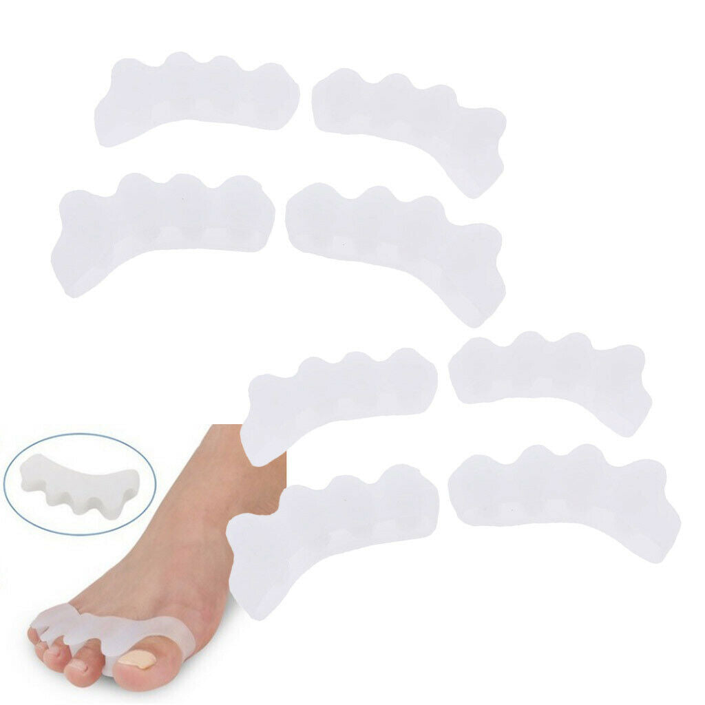 4Pair Elastic Comfort Silicone Gel Toe Hallux Valgus Separators Straightener