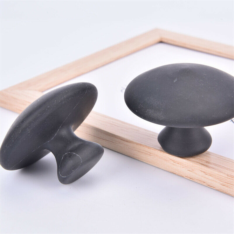 2pcs Black Basalt Stone Essential Oil Massage Mushroom Shape Spa Energy Ston_DF