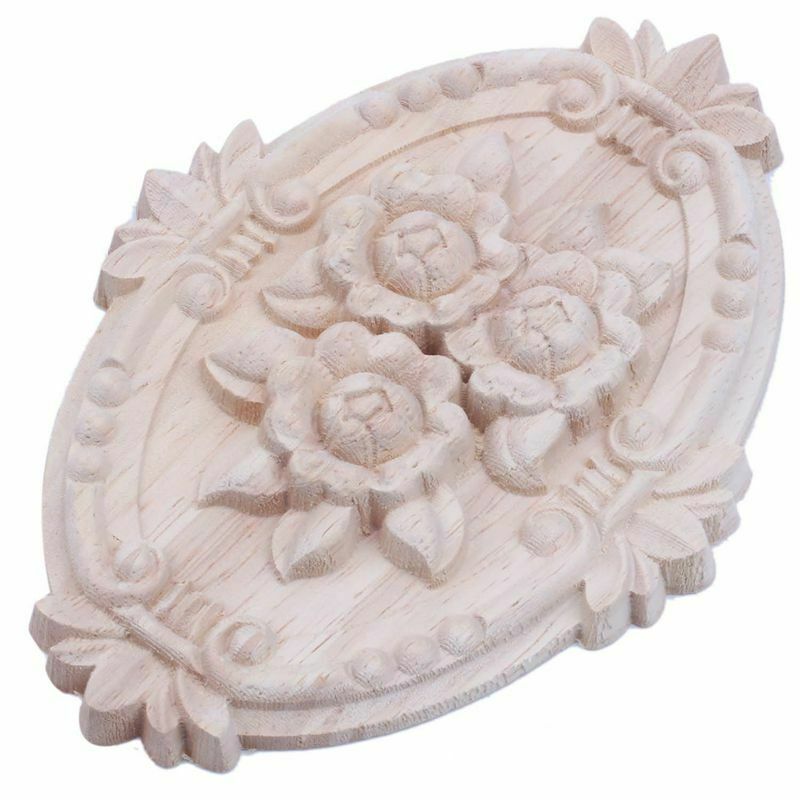 Retro Wood Ornament Applique Carving Ornament for Cabinet Door Furniture DecorD1