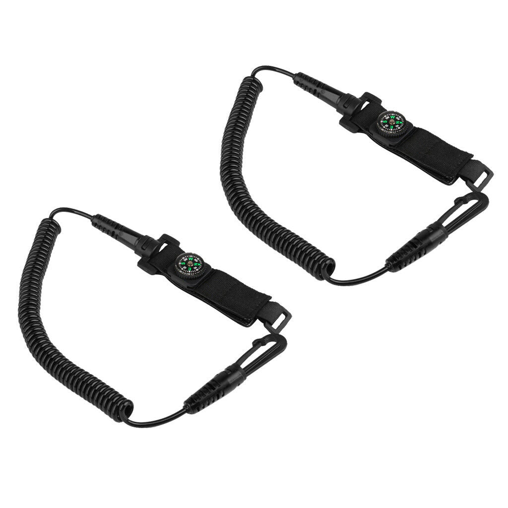 2Pcs 20" Kayak Canoe Boat Paddle Leash Oars Tether Clip Rod Holder & Compass