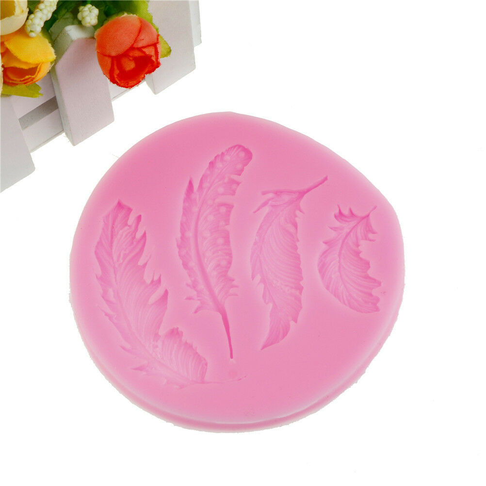 Feather silicone fondant mold cake decorating tools chocolate gumpaste mo.l8
