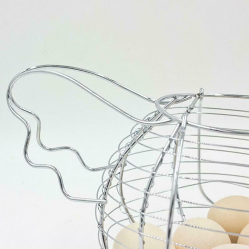 Chrome Plated Chicken Shaped Iron Wire Egg Storage Basket Rack Easily Accessible