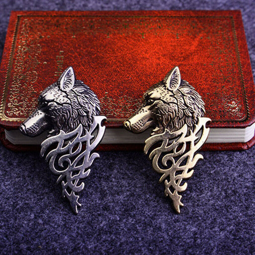 2Pcs Wolf Head Collar Pins Gothic Charm Alloy Brooch Pin Men's Jewelry Gift