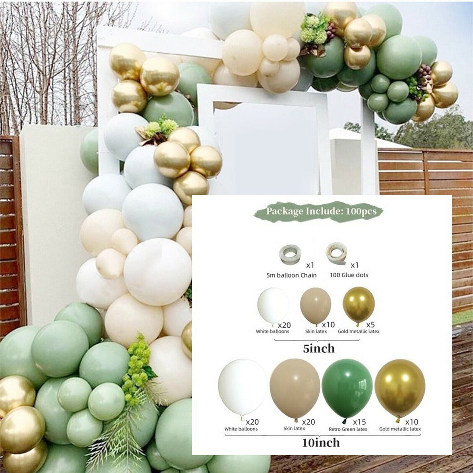 Retro Green Balloons Garland Arch Latex Balloons for Birthday Backdrop Decor