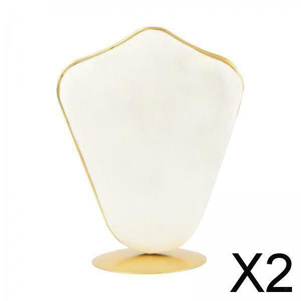 2X Velvet Necklace Bust Display Stand Pendant Chain Earring Jewelry Rack Beige