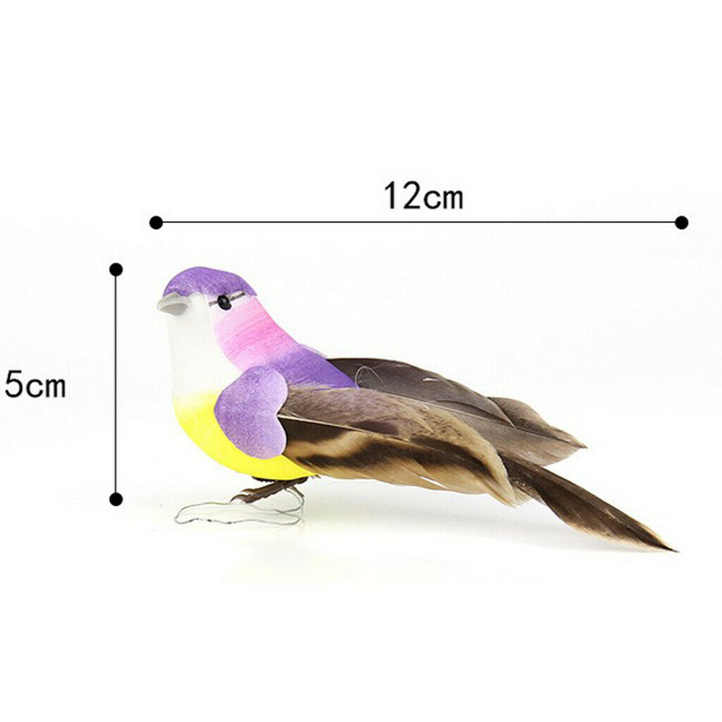 12pc Colorful Artificial Birds Feather Foam Birds for DIY Crafts Party Decor