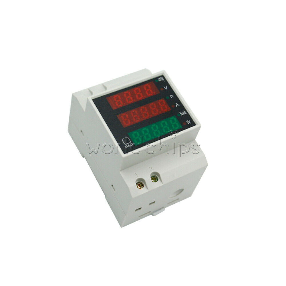 D52-2047 DIN Rail Type Digital  AC Voltmeter Ammeter Power Meter AC 80-300V 100A
