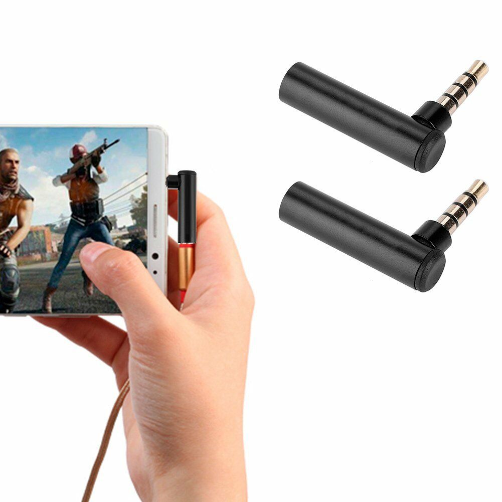 2PCS 3.5mm Male to Female Right Angle 90 Degree  Audio Adapter Jack Black New