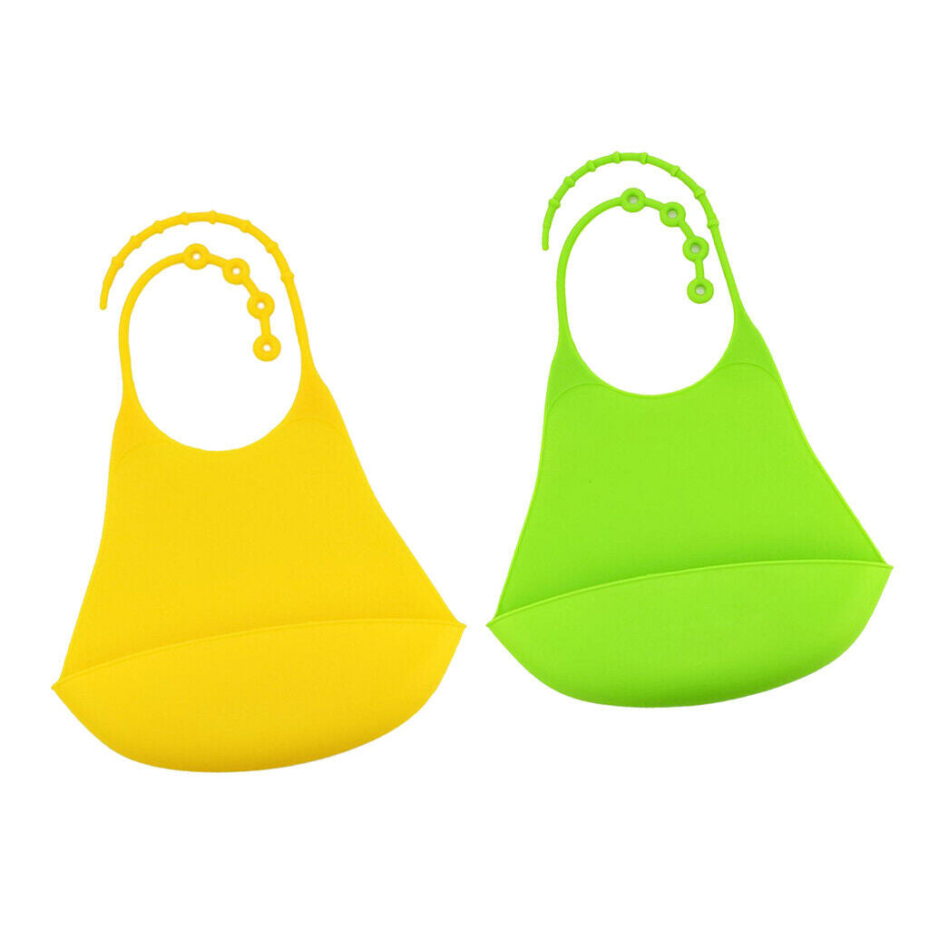 Lots 2 Kids Silicone Bib Reusable Mealtime Clothing Protector  Yellow
