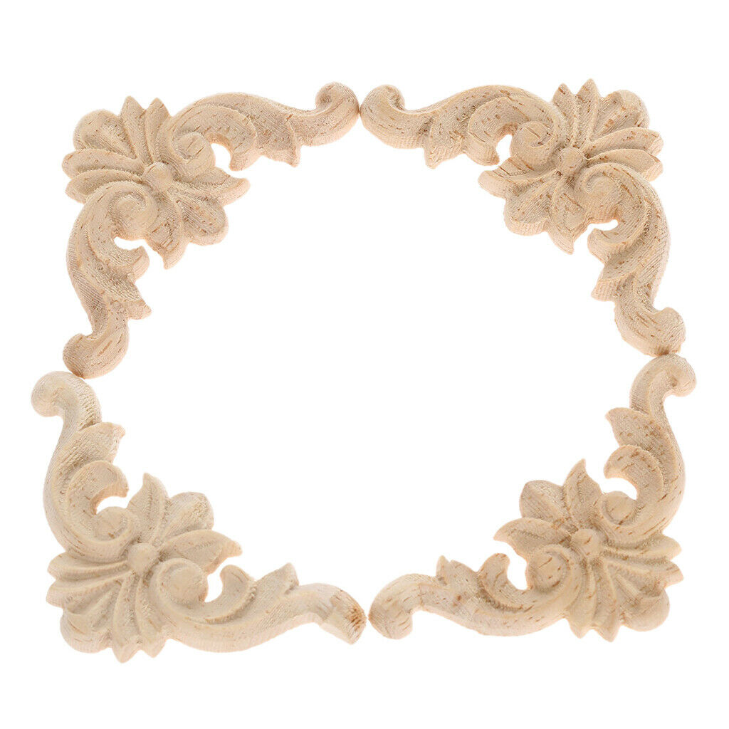 5pcs Wooden Carved Corner Onlay Applique Furniture Home Furniture Decor DIY
