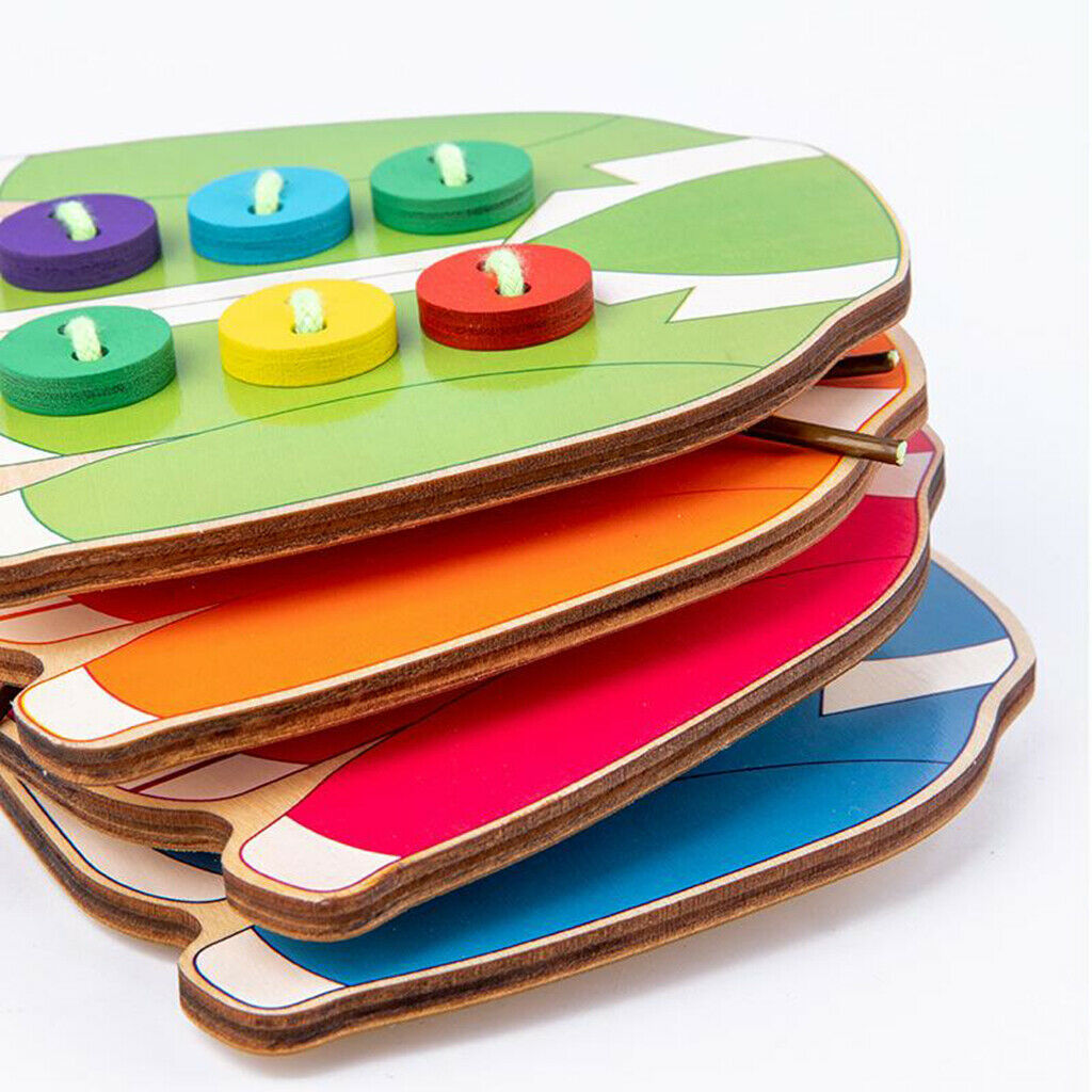 Wooden Lacing Toys Fine Motor Skill Threading Game Sewing Button Preschool