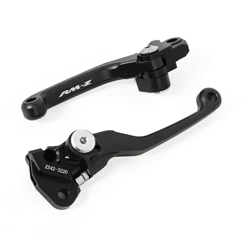 Black CNC Pivot Brake Clutch Levers For Suzuki RMZ250 RMZ450 RM-Z 250 RM-Z450