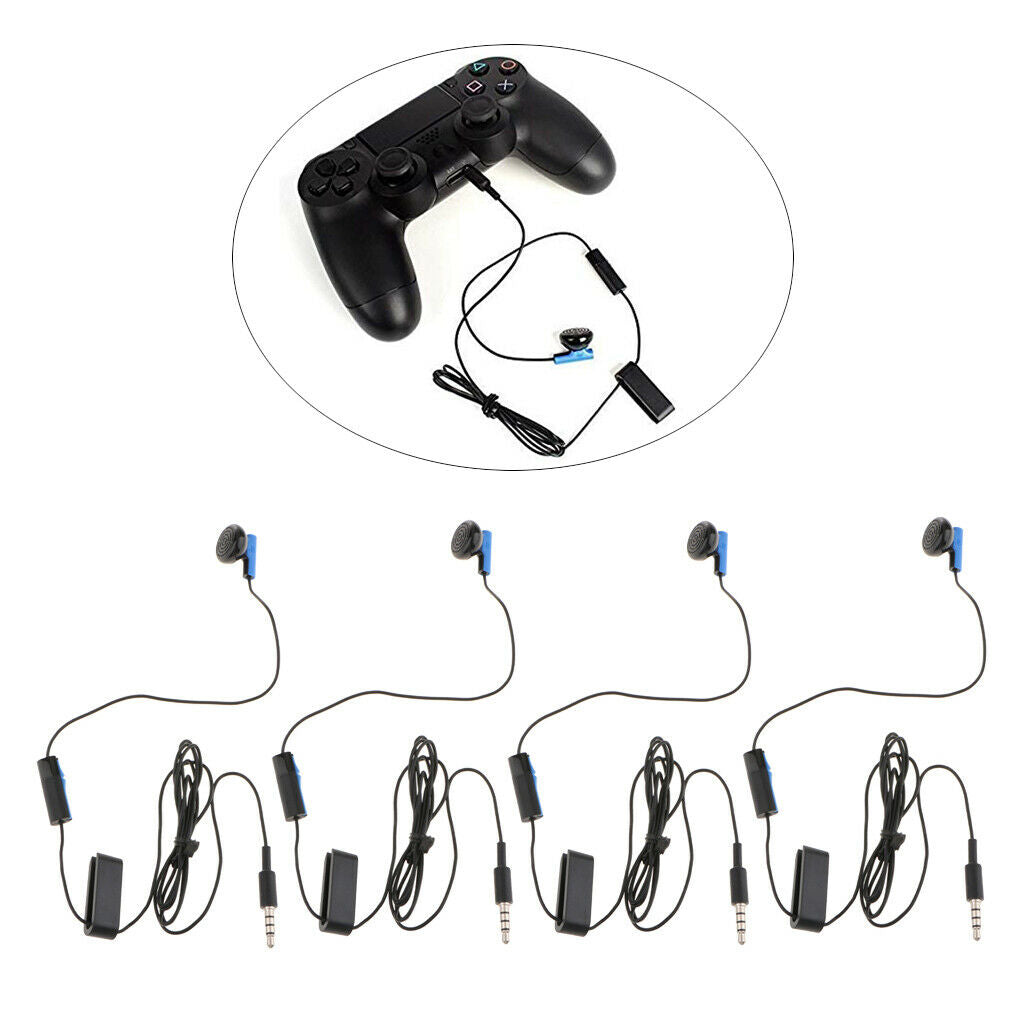 4Pieces Portable Mono Earphone with Mic 1.2m Headset Earpiece for Sony PS4