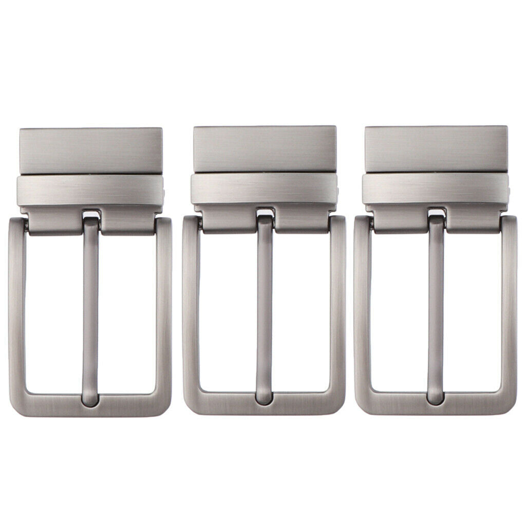 3 Pieces Metal Reversible Belt Buckle Single Prong Replacement Pin Buckle Retro