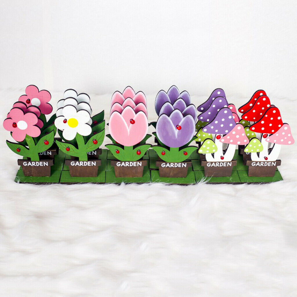 Lovely Mushroom Freestanding Wooden Sign Spring Easter Party Ornament Purple